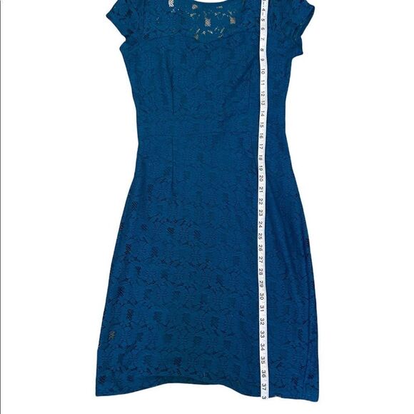 DORORTHY PERKINS Teal Lace Lined Sweetheart Short Sleeve Knee Length Dress 12UK - Picture 9 of 12